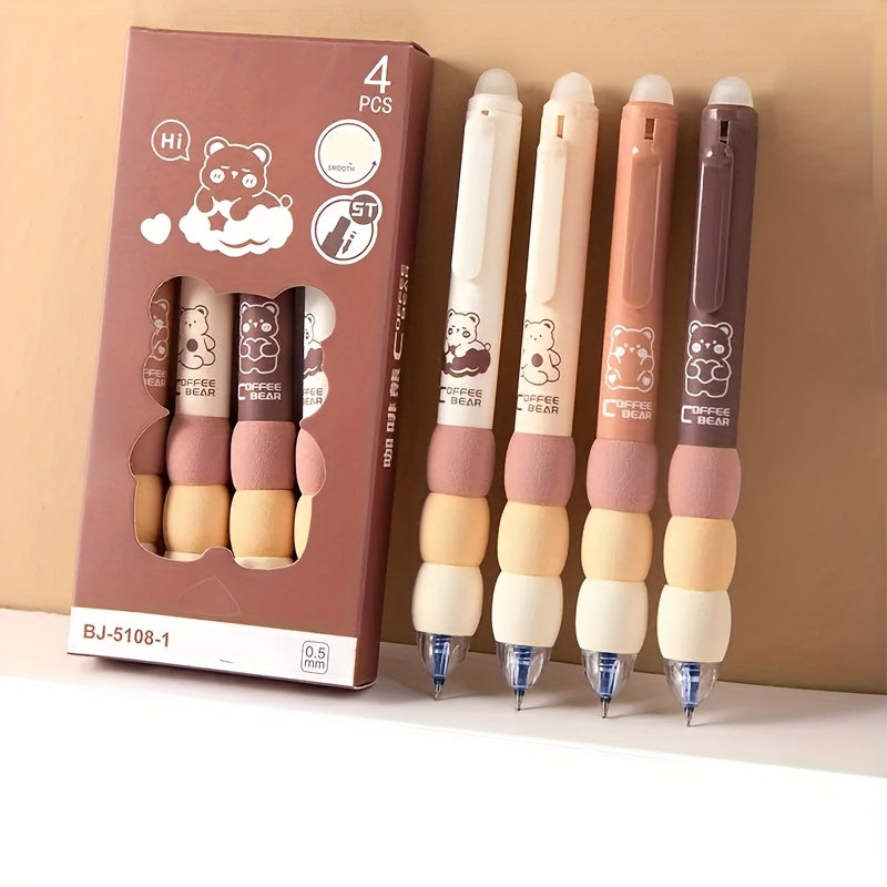 12-Pack Cute Cartoon Erasable Gel Pens With Soft Grip, Retractable 0.5mm Fine Point & Black Ink - Kawaii Animal & Food Designs, Journaling - Back-to- Supplies, Gift For S, Cute Pens, Writing Tools