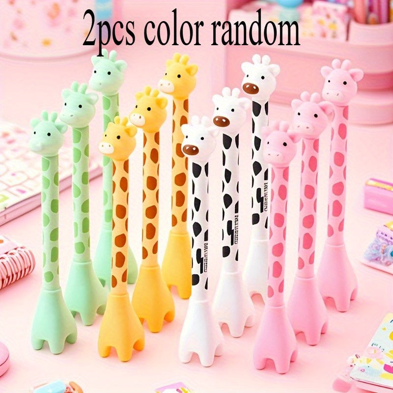 5/ 2pcs Color Giraffe Neutral Pen Set, Smooth Writing Black Pen Core, 0.38mm Quick Drying Exquisite Signature Pen, Back to School Supplies, Smooth Water Pen Exquisite Signature Pen, Suitable for Office