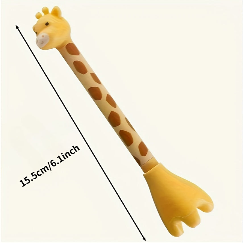 12 cute giraffe gel pens, stylish and realistic design, smooth black ink flow, perfect for signing, back-to-school stationery, Kawaii supplies, school colors, writing tools