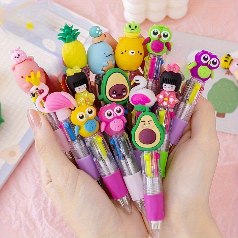 30 Cute and Adorable Retractable Ballpoint Pens with Ergonomic Round Bodies, Medium Nib, PVC Material - Various Cartoon Designs, Perfect for and Office Supplies, Office Supplies | Playful Design | PVC Ballpoint Pens, Cute Stationery