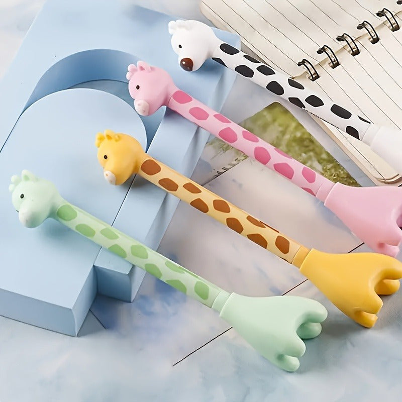 5/ 2pcs Color Giraffe Neutral Pen Set, Smooth Writing Black Pen Core, 0.38mm Quick Drying Exquisite Signature Pen, Back to School Supplies, Smooth Water Pen Exquisite Signature Pen, Suitable for Office