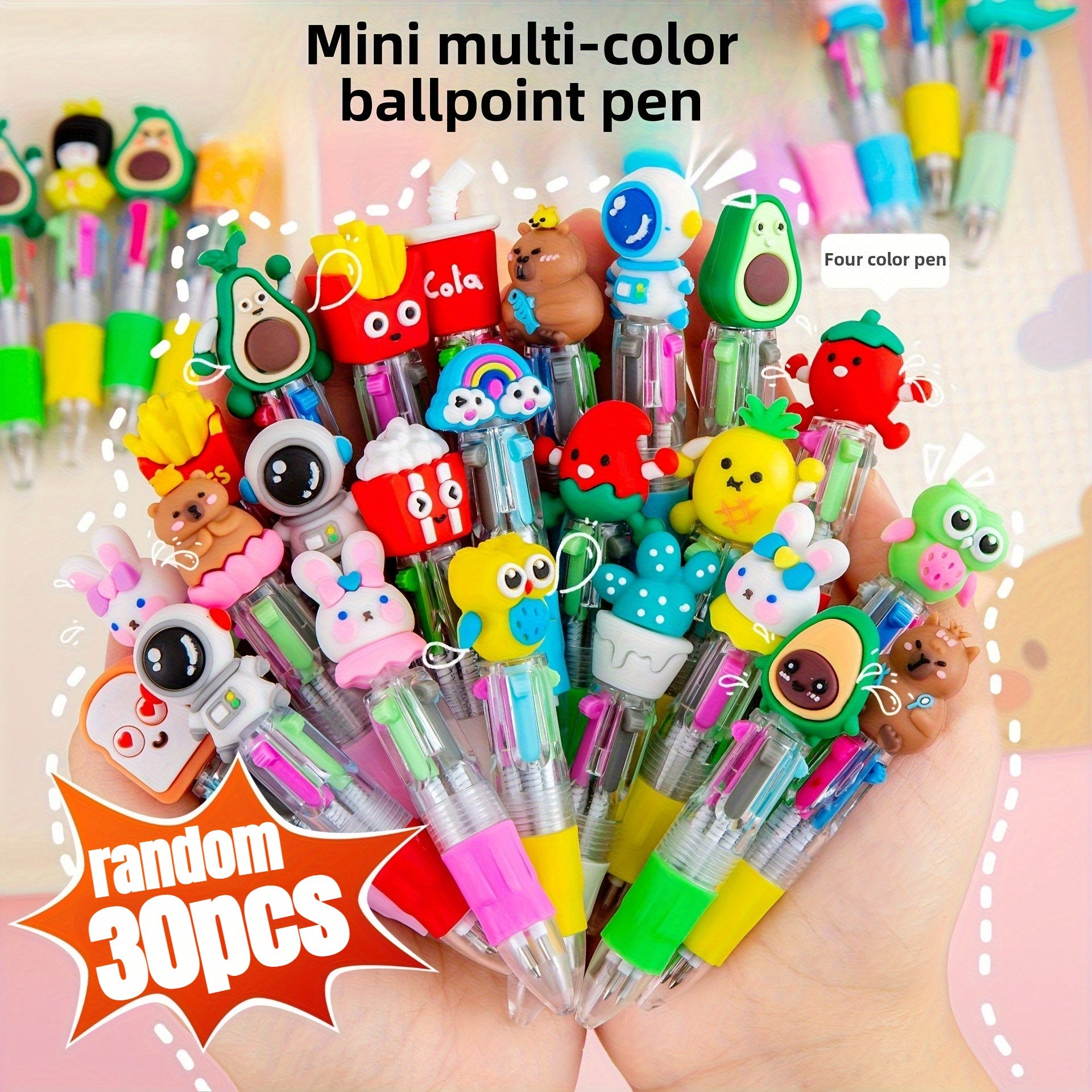 30 Cute and Adorable Retractable Ballpoint Pens with Ergonomic Round Bodies, Medium Nib, PVC Material - Various Cartoon Designs, Perfect for and Office Supplies, Office Supplies | Playful Design | PVC Ballpoint Pens, Cute Stationery