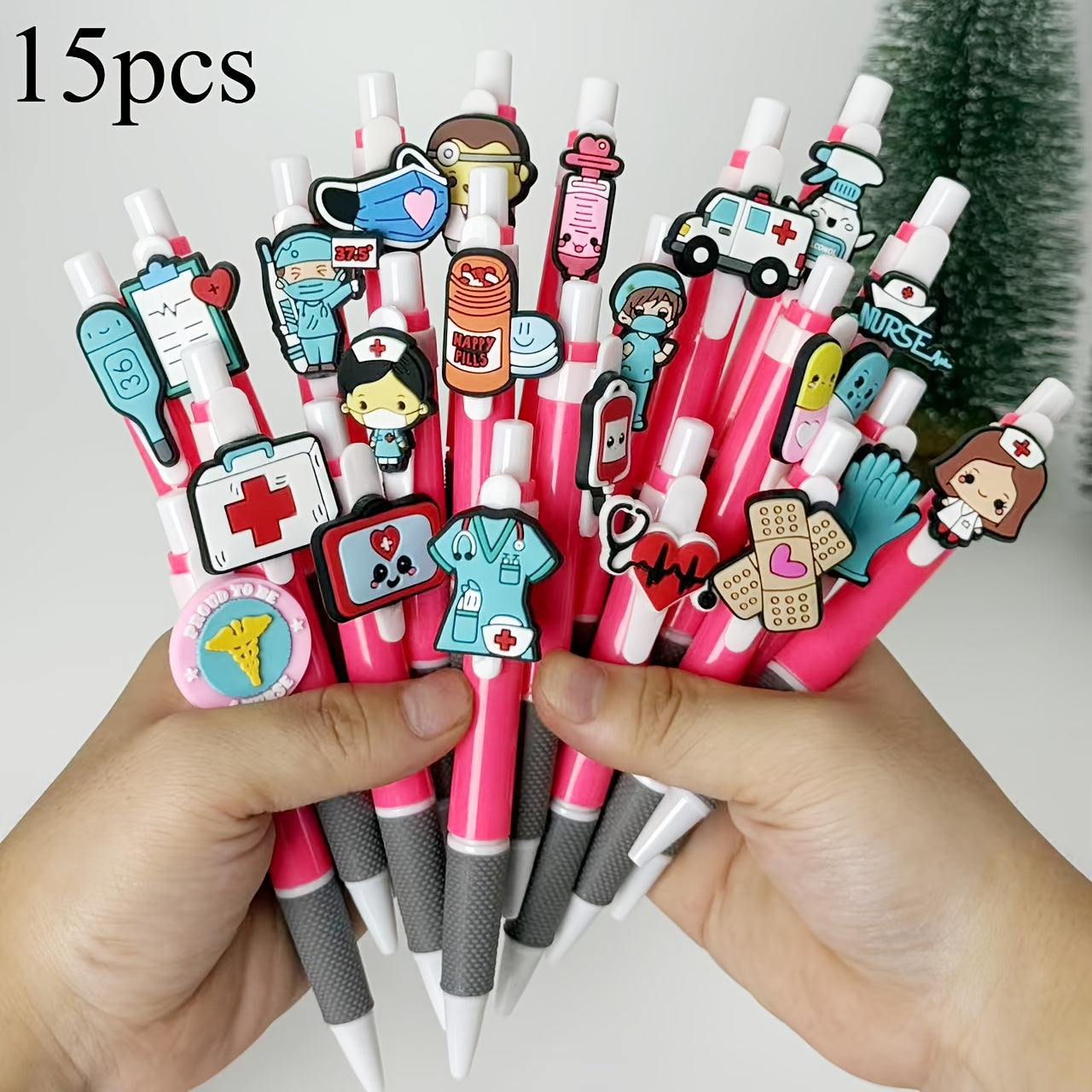 15/25 Medical Series Retractable Ballpoint Pens, Solid Color Series, Doctor Pens, Nurse Pens, Push-Button Gel Pens, Black Ink Refills, Medical Signature Writing Pens, Fun Office Stationery Gifts.