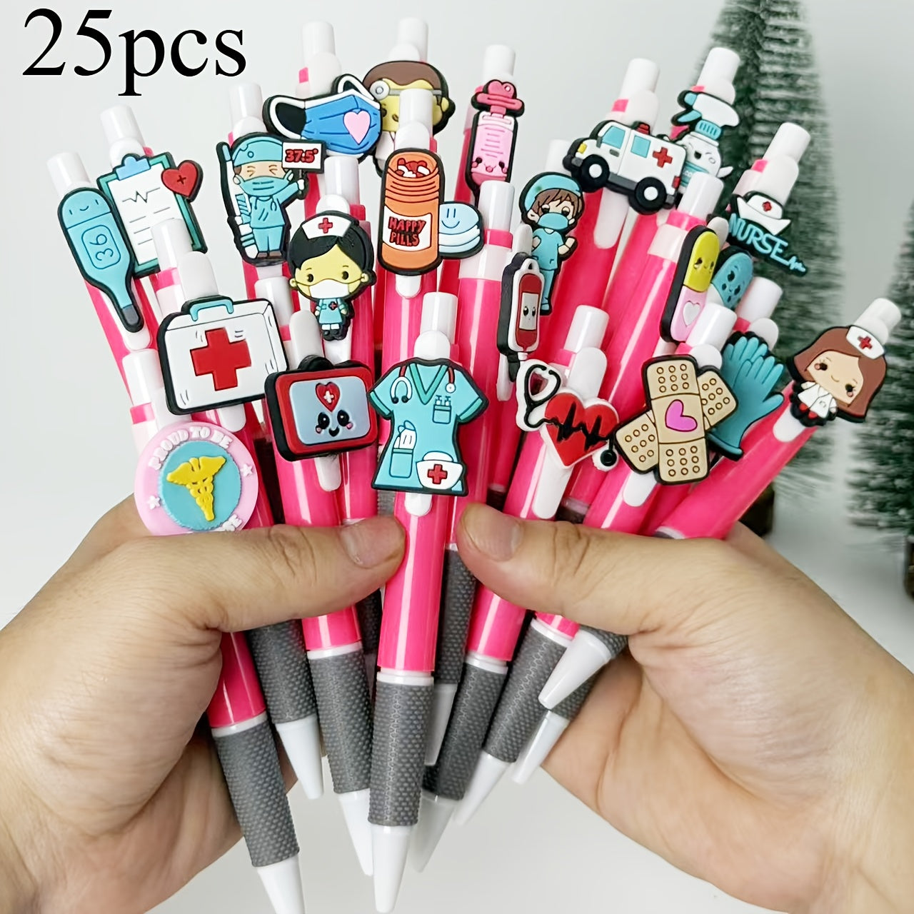 15/25 Medical Series Retractable Ballpoint Pens, Solid Color Series, Doctor Pens, Nurse Pens, Push-Button Gel Pens, Black Ink Refills, Medical Signature Writing Pens, Fun Office Stationery Gifts.