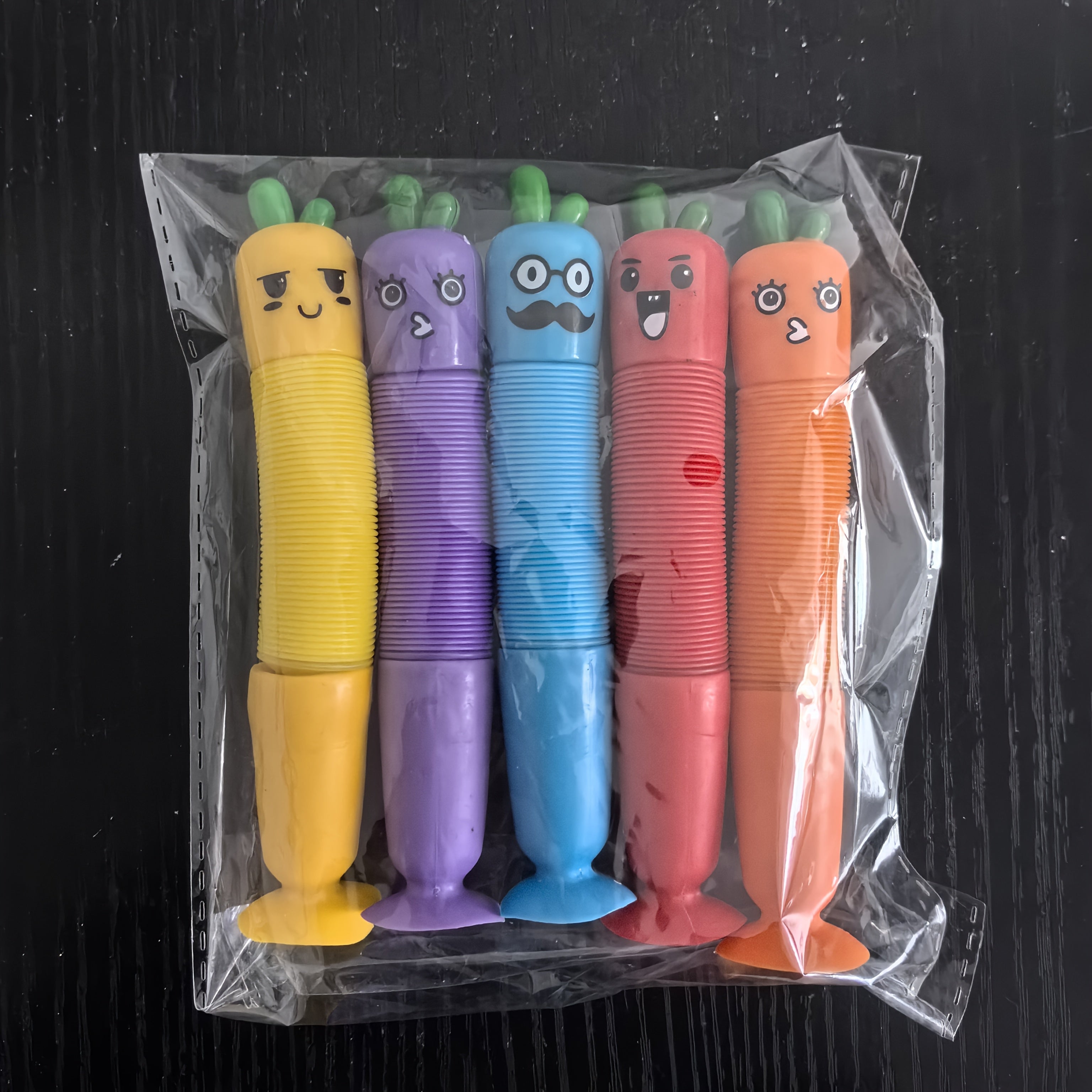 5pcs Cute Cartoon Carrot & Vegetable Retractable Pens Set - Fine Point, PP Material, with Suction Cup Base, Vibrant Colors (Purple, Red, Yellow, Blue, Green) - Creative Stationery for Students, Office & Home Use, Student Stationery | Playful Design |