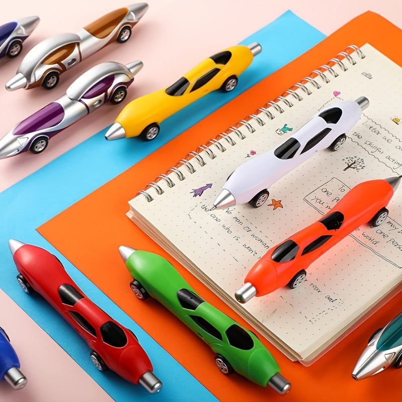 12/18pcs Assorted Retractable Ballpoint Pens, Ergonomic Fine Point, Cartoon/Animals/Fantasy/Superhero Themes, Novelty Racing Design, Ideal for Students, Office Stationery, Party Favors