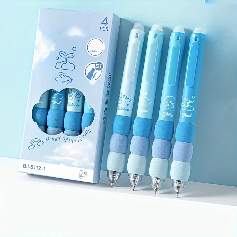 12-Pack Cute Cartoon Erasable Gel Pens With Soft Grip, Retractable 0.5mm Fine Point & Black Ink - Kawaii Animal & Food Designs, Journaling - Back-to- Supplies, Gift For S, Cute Pens, Writing Tools
