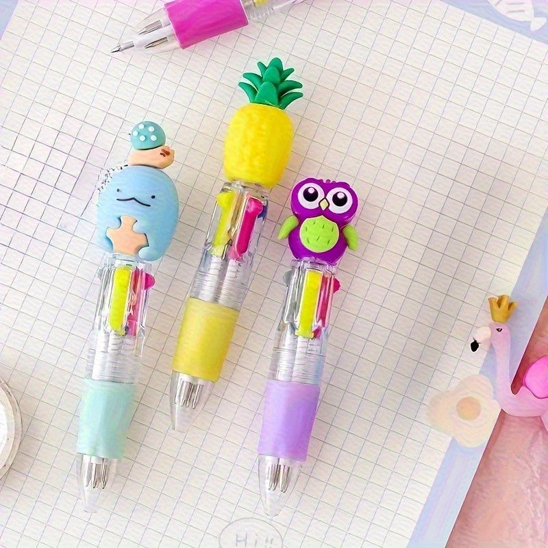 30 Cute and Adorable Retractable Ballpoint Pens with Ergonomic Round Bodies, Medium Nib, PVC Material - Various Cartoon Designs, Perfect for and Office Supplies, Office Supplies | Playful Design | PVC Ballpoint Pens, Cute Stationery