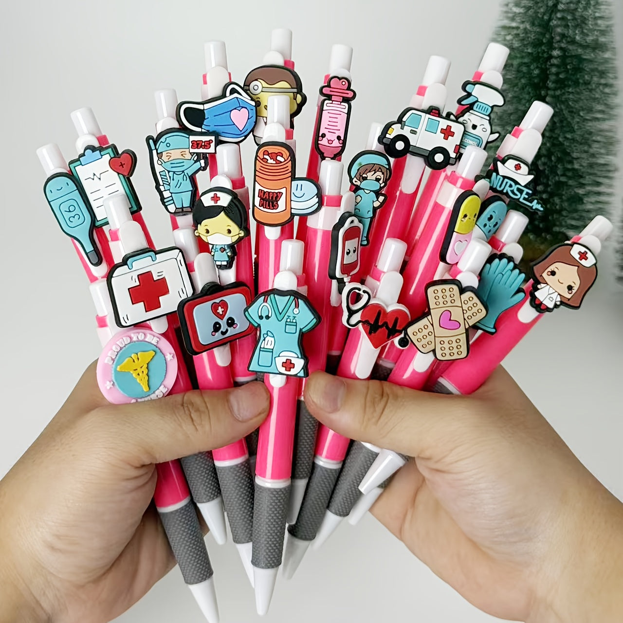 15/25 Medical Series Retractable Ballpoint Pens, Solid Color Series, Doctor Pens, Nurse Pens, Push-Button Gel Pens, Black Ink Refills, Medical Signature Writing Pens, Fun Office Stationery Gifts.